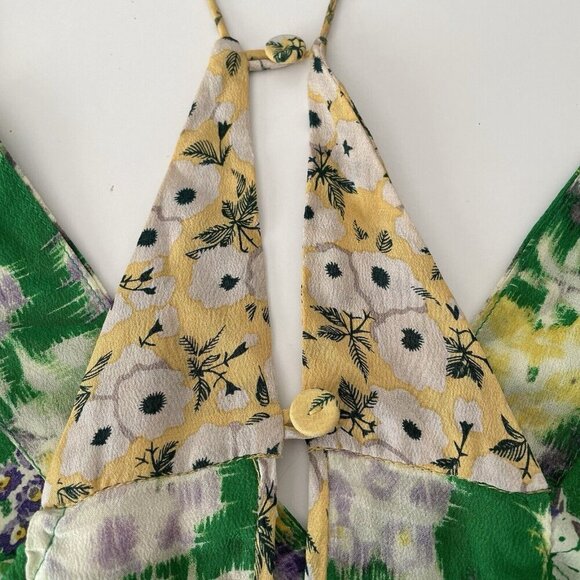 Vintage Rebecca Taylor Y2K Fairy Silk Tank Top Cami Kelly Green Yellow Boho 2 - Picture 9 of 12